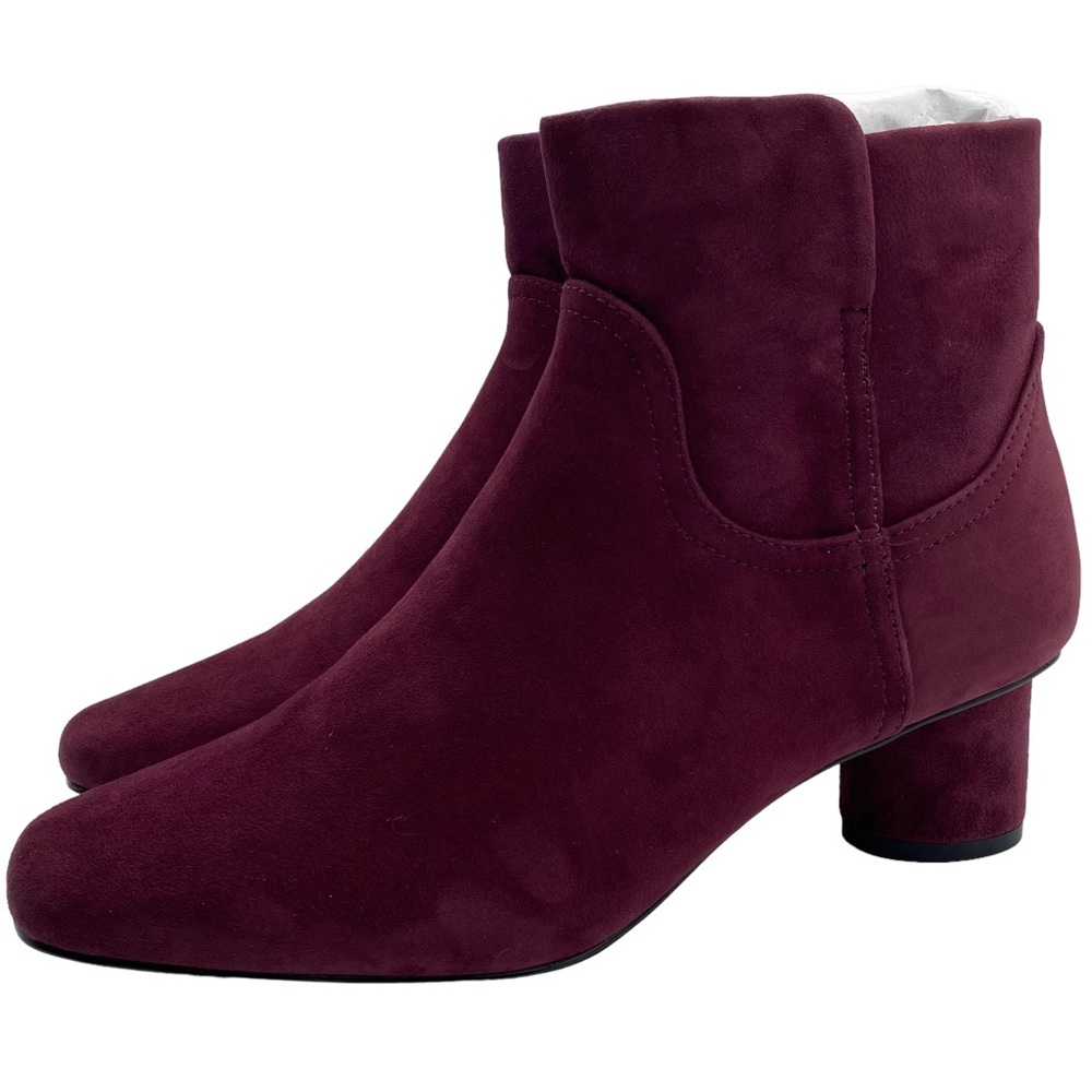 Draper James Women's Boot Bethany Burgundy Red Suede Leather Heeled Ankle NEW